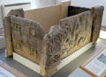St Andrews Sarcophagus with Pictish designs in museum at St Andrews Cathedral. St Andrews, Scotland.
