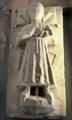 Stone effigy of a master mason in museum at St Andrews Cathedral. St Andrews, Scotland.