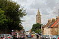 North Street streetscape with St Salvator's Chapel college tower. St Andrews, Scotland.