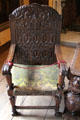 Carved armchair in Keeper's bedroom at Falkland Palace. Falkland, Scotland.
