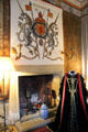 Fireplace in recreated King's bedchamber at Falkland Palace. Falkland, Scotland.