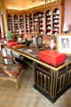 Partners desk with clock & ministerial red dispatch boxes in library at Scone Palace. Perth, Scotland.