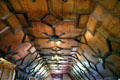Gallery with oak panel ceiling at Crathes Castle. Crathes, Scotland.