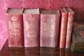 Copies of Burke's Peerage in library at Fyvie Castle. Turriff, Scotland.