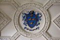 Heraldic plaster ceiling in drawing room at Fyvie Castle. Turriff, Scotland.