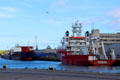 Ships at Victoria Docks of Aberdeen harbor. Aberdeen, Scotland.