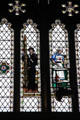Modern stained glass panels depicting British Red Cross during WWII by Arthur Wathen Robinson. Bristol, England.