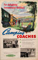 British Railways poster advertising inexpensive holidays in retired passenger train coaches refurbished into "camping coaches" at STEAM Museum of Great Western Railway. Swindon, England.