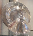 Silver-plated muffin plate & cover notable for its pattern of delicate hammer marks by Charles Robert Ashbee at Court Barn Museum. Chipping Campden, England.