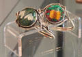 Pair of silver napkin rings with wirework & enameling by Charles Robert Ashbee at Court Barn Museum. Chipping Campden, England.