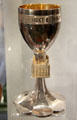 Silver gilt Tower of London goblet one of a limited edition of 50, commemorating 900th anniversary of the White Tower at the Tower of London made by silversmith, John Limbrey, who worked at Campden workshop with Robert Welch at Court Barn Museum. Chipping Campden, England.