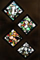 The Four Seasons stained glass panels made by Charles Blakeman at Court Barn Museum. Chipping Campden, England.