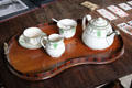 Tea set & deck of cards for entertainment at Chastleton House. Moreton-in-Marsh, England.