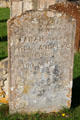 Carving on tombstone of married woman dated 1855 in cemetery of Church of St Peter & St Paul. Northleach, England.
