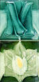Tulip & flower relief-moulded tile by C.F.A. Voysey for Pilkington tiles at Jackfield Tile Museum. Ironbridge, England