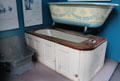 English bathtub designs in bathroom history display at Gladstone Pottery Museum. Longton, Stoke, England