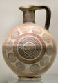 Earthenware hand-painted jug from Cyprus at Potteries Museum & Art Gallery. Hanley, Stoke-on-Trent, England.