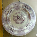 Ironstone china soup bowl transfer-printed with Texian Campaigne [sic] by James Beech of Tunstall, Staffordshire at Potteries Museum & Art Gallery. Hanley, Stoke-on-Trent, England.