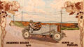 Tile panel showing American racing driver George Heath in Panhard car winner of Ardennes Belges 1904 race originally made for Michelin House of London replicated by Art Tile Co. of Etruria, Stoke at Potteries Museum & Art Gallery. Hanley, Stoke-on-Trent, England.