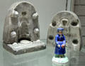 Three-part press mold & figure made in the mold by Kent & Parr of Burslem, Staffordshire at Potteries Museum & Art Gallery. Hanley, Stoke-on-Trent, England.