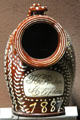 Salt pig inscribed R Parker Clifton by Weatheriggs Pottery of Westmoreland at Potteries Museum & Art Gallery. Hanley, Stoke-on-Trent, England