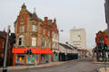 Streetscape along Marsh Street with Victorian building. Hanley, Stoke-on-Trent, England