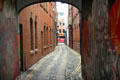 Extremely narrow lane in downtown Belfast. Belfast, Northern Ireland.