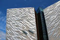 Reflective metallic skin of Titanic Belfast building. Belfast, Northern Ireland.