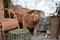 Woven twig pig in Basketmaker's Workshop at Ulster Folk Park. Belfast, Northern Ireland.