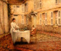 Le Gouter au Jardin painting by Henri le Sidaner at Ulster Museum. Belfast, Northern Ireland.