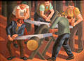 Sawing Wood painting by William Roberts at Ulster Museum. Belfast, Northern Ireland.
