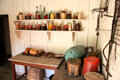 Storage room in Pennsylvania Log Farmhouse at Ulster American Folk Park. Omagh, Northern Ireland.