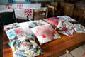 Quilting work area in Western Pennsylvania Log House at Ulster American Folk Park. Omagh, Northern Ireland.