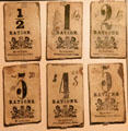 Famine ration cards at Ulster American Folk Park. Omagh, Northern Ireland.