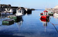 Boats moored in Ballintoy Harbour. Northern Ireland