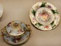 Porcelain plate & covered bowl made in Derby, England at British Museum. London, United Kingdom.