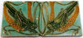Earthenware tiles with grasshoppers & wheat ears by Rafael Bordalo Pinheiro of Portugal at British Museum. London, United Kingdom.