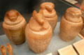 Four calcite Canopic jars from Saqqara at British Museum. London, United Kingdom.