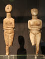 Cycladic female figure marble idols Kapsala-type & Spedos-type both from Keros-Syros culture at British Museum. London, United Kingdom.