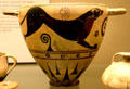 Protocorinthian pottery skyphos painted with running hour made in Corinth from Camirus, Rhodes at British Museum. London, United Kingdom.