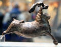 Minoan bronze bull with acrobat performing on its horn found on south west, Crete at British Museum. London, United Kingdom.
