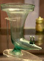 Roman blown glass drinking horn terminating in deer's head made in Italy at British Museum. London, United Kingdom.