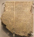 Gilgamesh cuneiform flood tablet relates in verse how gods sent flood to destroy world 2000 years before. Utnapishtim was forewarned, built an ark to preserve life, & afterward sent out birds to find dry land at British Museum. London, United Kingdom.