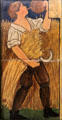 July monthly labor series ceramic tile by William Morris, Philip Webb, Lucy Faulkner et al made by Morris, Marshall, Faulkner & Co at Morris Gallery. London, United Kingdom.
