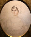 Novelist Jane Austen sketch portrait by her sister Cassandra Austen at National Portrait Gallery. London, United Kingdom.