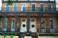 Christ Episcopal Cathedral offices in heritage houses with cast iron railings. Mobile, AL.