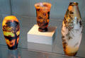 French Art Nouveau glass vases including by T. Michael & by Émile Gallé at Mobile Museum of Art. Mobile, AL.