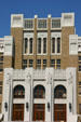 Ambition, Personality, Opportunity, & Preparation statues on facade of Central High School. Little Rock, AR