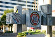 Sculpted fountain & in plaza of Pima County Courthouse. Tucson, AZ.