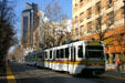 K Street transit mall with streetcar & Renaissance Tower. Sacramento, CA.